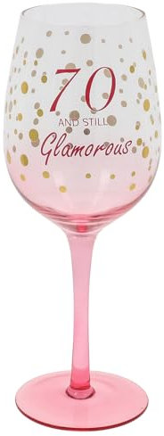 Shudehill Giftware Gold Speckle Birthday Special Age Colourful Wine Glass - 18th, 21st, 30th, 40th, 50th, 60th, 70th Birthday Gift (70)