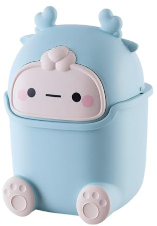 Tissting Poubelle de Bureau Portable, 5L Mini Poubelle de Table, Bleu | Boîte de Rangement, Petite Poubelle pour la Maison, la Cuisine, Le Comptoir, Le Bureau (Petit Élan Bleu Clair)