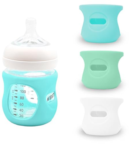 Lot de 3 étuis en silicone pour biberon Avent Natural, en verre, porte-biberon incassable, compatible avec les biberons Philips Avent Natural, 120 ml (120 ml)