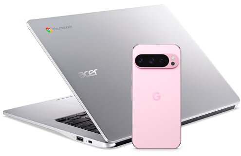 Google Pixel 9 Pro XL - Smartphone Android sbloccato con Gemini, batteria con 24 ore di autonomia e display Super Actua da 6,8 - Rosa quarzo, 256GB + Acer Chromebook 314, Silver