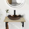 YU YUSING Ensemble de Meubles de Salle de Bain avec Lavabo 60cm, Plan de Toilette Suspendu sous Lavabo, Etagère Mural Ouverte 2 Porte-Serviettes, Support Vasque, Vasque à Poser, Robinets(Rond Marron)