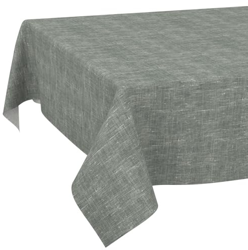 ANRO Tischdecke abwaschbar Leinenoptik Petrol 130x90 cm Outdoor wetterfest | Tischwäsche aus beschichtetem Stoff – schmutz- & wasserabweisend, pflegeleicht – waschbar bei 30 °C