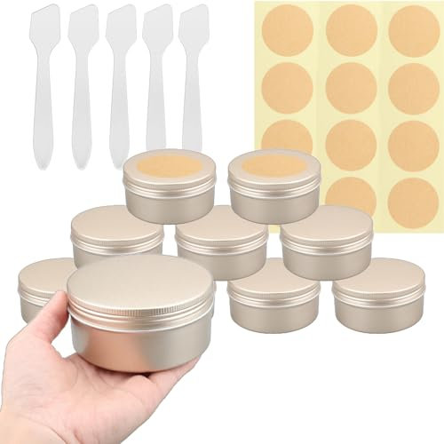PQPAUTY Lot de 20 pots en aluminium 200ml – bocaux en aluminium ronde or mat D92mm x H45mm avec couvercle – boite aluminium cosmétique pour bougies, DIY, rangement, voyage