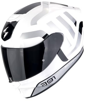 SCORPION EXO-391 AROK bianco nero argento CASCO CON VISIERA TRASPARENTE + SCURA (S)