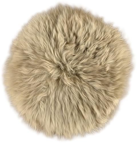 Kuhfelle Online & Nomad Lammfell Pad Sitzauflage Stuhlauflage Rund 40 cm Stuhlkissen aus echtem Lammfell (Taupe)