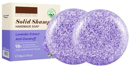 Lavender Anti-Schuppen & Juckreiz Shampoo Seife [2 Stück] – Natürliche, Pflegende Shampoo Bar Mit ätherischen ölen, Beruhigt Die Kopfhaut, Spendet Feuchtigkeit Und Verleiht Glanz – Ideal Für Reisen