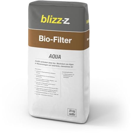 blizz-z Bio-Filter Aqua 25 kg Sack | Zeolith Filtermaterial, Teichfilter | verbesserte Wasserqualität für Aquarium, Gartenteich, Naturpools | Made in EU