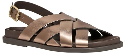 Geox Women's D Adelash A Flat Sandal, Dark Beige, 41 EU