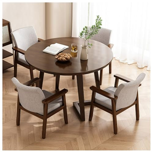 Esstisch Set mit Stühlen Nussbaum Massivholz Stilvoller Konferenztisch für Wohnzimmer & Restaurant