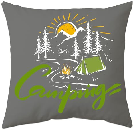 teikart Camping Kissen Lustige Geschenke für Camping & Wohnmobil Deko - Campings Gadgets 45x45CM Camping Kissen Camping Zubehör für Männer (Grau)