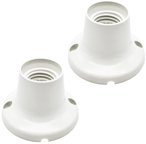 Chicaya E27 Lamp Holder Socket 2 Pack - Universal Edison Screw Bulb Base with Brass Contacts,Easy Mount for Ceiling/Wall Light Fixture