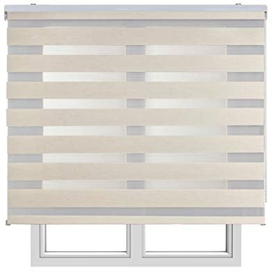 Tende a Rullo Giorno e Notte Eleganti con Tessuto a Doppia Caduta per Porte e Finestre, Tenda Giorno e Notte a Facile Installazione con Filtraggio di Luce Regolabile, STORESBASIC Lino 80x250