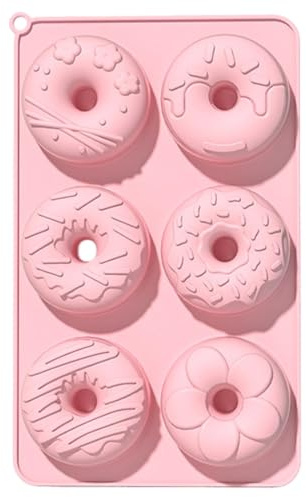 Moules à Beignes en Silicone, 6 cavités Donut Baking Pan Plateau de Cuisson Antiadhésive, réutilisable, pour la cuisson de gâteaux, cupcakes, biscuits, bagels, Résistant Four & Congélateur