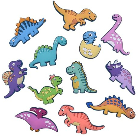 12 Pcs Kids Fridge Magnets, Dinosaur Fridge Magnets, Dinosaur Magnetic Board Kids, Dinosau/r Toys for 3 Year Old Boys, Fridge Magnets for Kid Toddlers, Wooden Toys for Boys Girls Kid 3 4 5 Year Olds