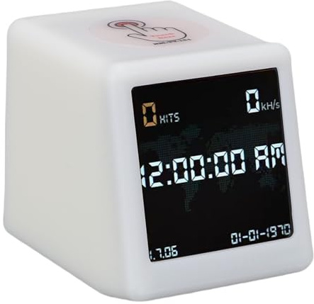 Goshyda Bitcoin Solo Lottery Miner with Digital Clock, 1060kH/s Hash Rate & Weather Display, WiFi Bluetooth ESP32 Miner for Home/Office Use (White)