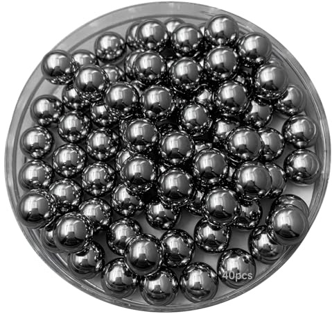 Tressify Stahlkugeln 40 Stück 1/2 Zoll Kugellager Präzision, verchromt für Kugelmühlen, Becher, Basteln, Ventile, je 7,25 g Maschinen