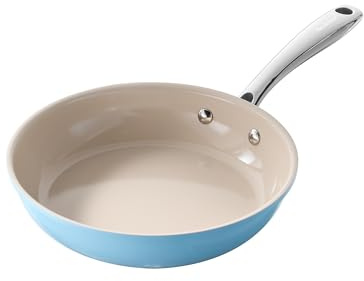 Redchef Ceramic Non Stick Frying Pan 20cm, Nonstick Skillet 8 Inch with Stay Cool Handle, Induction Hob Compatible, PTFE & PFAS & PFOA Free, Oven Safe (Sea Salt Blue)