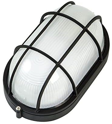Amig - Plafoniera da Esterno Stagna | Mod.3 | 280 x 160 x 130 mm | Applique da Parete Decorativa | Adatta per Ingressi, Facciate, Giardini o Balconi di Case | Lampada Ovale in Alluminio Nero
