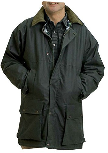 Mens Padded Country Wax Heavy Weather Hunting Fishing Walking Jacket (Olive, XL)
