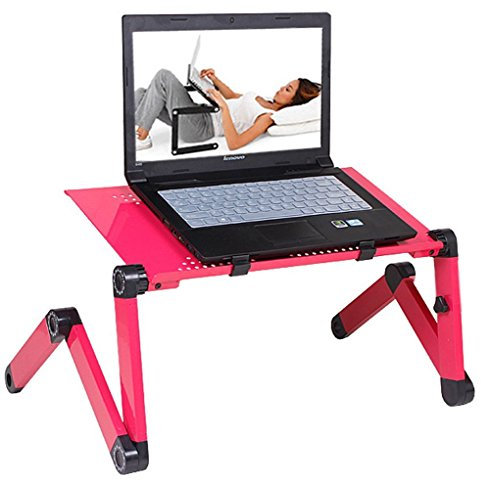 Tavolino pieghevole per computer portatile, PC, tablet, tavolo da stiro regolabile, tavolino da letto, supporto per lettura, per divano, libri, riviste e per colazione in terrazza, in lega