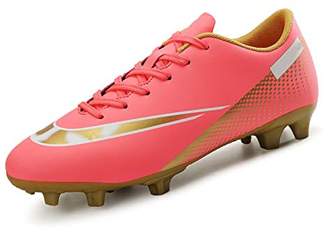 VTASQ Fußballschuhe Herren Stollen Spikes Cleats Jugendliche Erwachsene Trainingsschuhe Professionelle Outdoor Sport Football Schuhe Rosa 39 EU