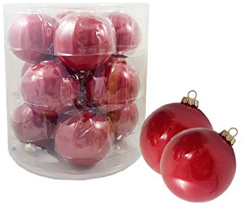 Palline di Natale Sfere Decorative in Vetro Dimensioni e Colore a Scelta. (6 cm N16046, Rosso)