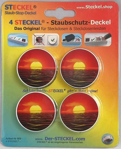 Steckel Deko DS-111 dekorative Steckdosen Abdeckung Staubschutz Deckel Steckdosendeckel Abdeckung für saubere Schuko-Steckdosen Leisten Mehrfachsteckdosen Spritzschutz Design (Sonne)
