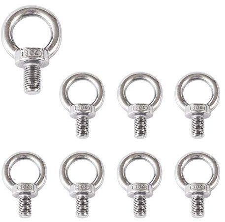 Zasiene Boulons à œil M8 8 Pièces 304 En Acier Inoxydable Levage À Oeil Boulon Anneau de levage Vis à filetage Mâle Boulon à œil