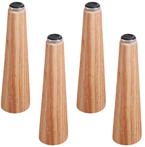 4 Stück MöBelfüßE,Massivholz MöBelbeine,Holz Konisch Kaffee Tischbeine,Ersatz MöBelbeine,Sockelfuß Sofa Beine Aus Eiche,Höhenverstellbar,mit Montageplatten,Schrauben,Holzfarbe(22cm)