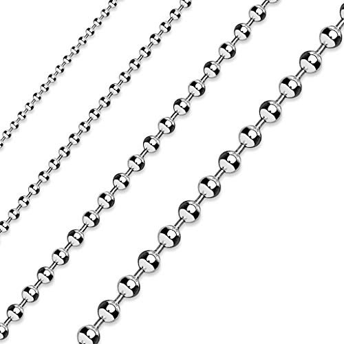 Paula & Fritz® Edelstahl Hals-Kette Damen Silber 580-mm Lang 5-mm Breit ca 6-Gramm Herren-Kette Hals-Schmuck Kugelkette Frauen-Ketten Männer-Ketten