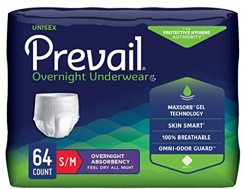 Prevail Disposable Underwear Pull On with Tear Away Seams Small/Medium, PVX-512, 64 Ct