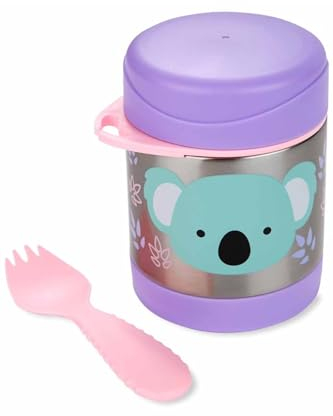 Skip Hop Boite Repas Isotherme pour Enfant Koala 325 ml - Acier Inoxidable, Sans BPA & Sans Phtalate - Avec Cuillère-Fourchette en Silicone - Récipient à Repas pour 3 ans et plus - Zoo Collection
