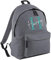 Print Maniacs Personalised Any Name Large 18L Kids Travel Backpack Junior Shoulder Collage Rucksack School Lunch Swimming P.E Laptop Book Bag (Grey, Black/White Text)