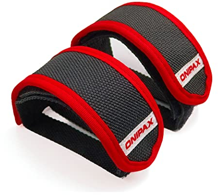 ONIPAX 1 Paar Fahrrad-Pedal Strap Toe Clips Straps Tape (Rot)