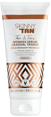 Tan + Tone Wonder Serum Gradual Tanner 200 ml | Seidiges Hautglättungsserum mit aufbaubarem schrittweisem Bräuner | Anti-Aging und Hydrating verbessert die Elastizität