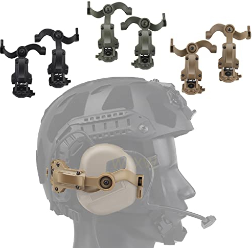 WLXW Taktischer Helmschienenadapter, Für Ops Core ARC & Team Wendym-LOK-Schiene, Aufhängung, Kopfhörerhalterung, Zubehör, Headset-Ohrenschützer, Unterstützung Für Pickup Earmor Ptt,Tan