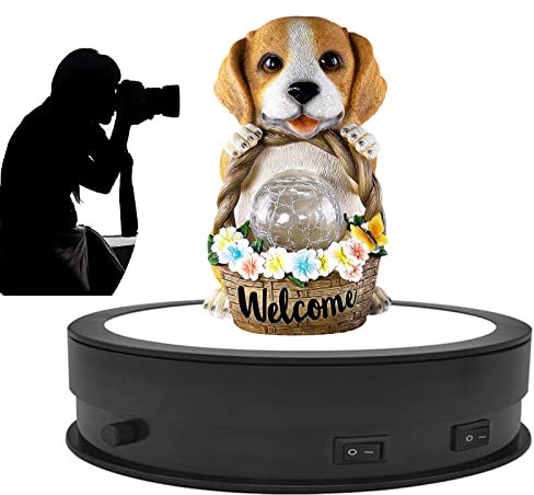 FONOBO 11.8 Inch Large Rotating Display Stand, Commercial Product Photography Turntable 44Lb Capacity, 360 Photo Booth with Led,Black