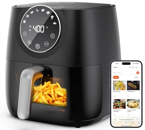 JOYAMI Air Fryer 5.7L, Air Fryer with Clear Window, Online Recipes, 8 Cooking Functions for Air Fry, Bake, Roast, Broil & More, Nonstick Basket Dishwasher Safe, 1700W