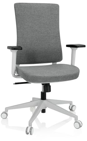 hjh OFFICE 810034 Bürostuhl ergonomisch COMFIO WP Drehstuhl mit Verstellbarer Lendenstütze für gesundes Sitzen, Stoff Grau