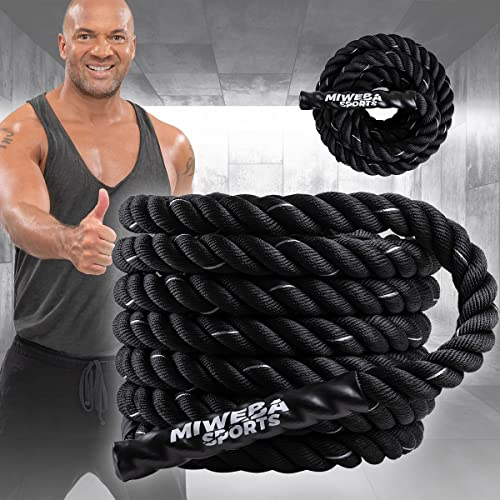 Miweba Sports Battle Rope BR100 | 9m / 12m - Trainingsseil - Schlachtseil - Schwingseil - Fitnessseil - Battle Ropes - Fitness Seil - Schlagseil - Schwungseil - Sportseil - Indoor & Outdoor (12.0 m)