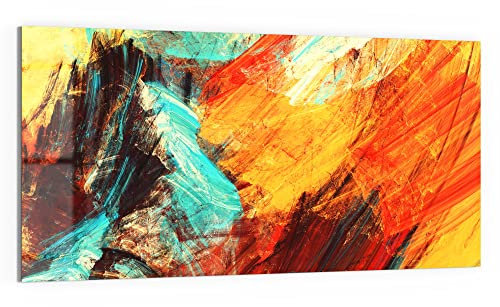 DEQORI Glasbild Echtglas | Motiv Bunte Pinselstriche | horizontal einteilig 100x50 cm | schöne Dekoration | Wandbild für Wohnzimmer, Schlafzimmer, Flur & Küche | moderne Wanddeko