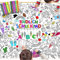 DPKOW Einschulung Kinder Ausmaltischdecke Papier Tischdecke Ausmalen Schultüte ABC 123 Schulbus Tiere Motiven with 24 Farbstifte für Jungen Mädchen Schulanfang Geschenk Schultüte Füllung