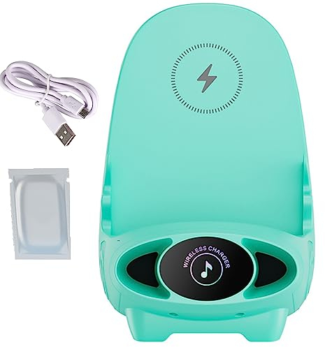 XUEQI Mini-Stuhl, kabelloses Schnellladegerät, multifunktionaler Telefonhalter, tragbare, verbesserte vertikale kabellose Desktop-Universalhalterung mit Musikfunktion (Green)…