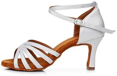 Rosefinch Latin Dance Shoes for Women Professional Dance Shoes Ballroom Party Salsa Dance Practice Performance Shoes White 7cm 3.5' Size