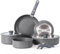 Vkoocy Pot and pan Set with Removable Handle, Nonstick Cookware Set Detachable Handle, Induction Kitchen Camping Stackable Pots Pans, Dishwasher/Oven Safe, Grey