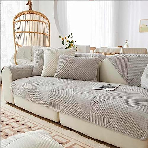 XRDSHY Samt Sofabezug rutschfeste Sofadecke,sofaschutz1 2 3 4-Seater L Shape Sofaschoner,Hund Katze Überwurf Hundedecke Ecksofa Sofa Schutzdecke Sofaschutz Hund Kratzschutz Katze,Beige-70x70cm