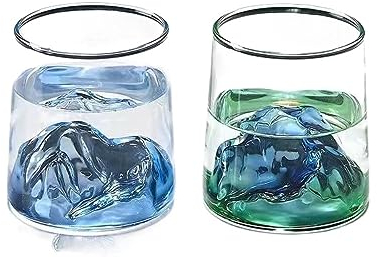 SALFEE 2 Stück China-Chic Vulkan-Tasse Glas Haushalt Bergblick Tasse Landschaft