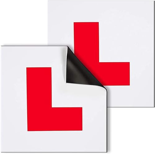 fiXte 2 x Fully Magnetic Vehicle L Plates PVC Plastic Car Lorry Motorbike Easy to Attach and Remove