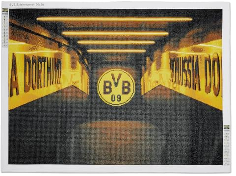 Borussia Dortmund Unisex – Erwachsene BVB Diamand Painting, Stadiontunnel, schwarzgelb, 40x50 cm Diamant, Mehrfarbig, One Size