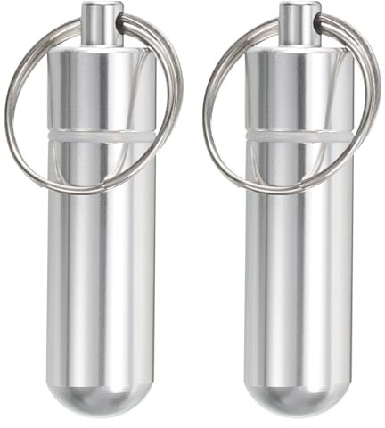 QUARKZMAN Porta Palillos de Dientes, 2 Unidades Estuche Portátil de Aleación de Aluminio para Palillos, Resistente al Agua, con Llavero para Picnic Y Camping al Aire Libre (47Mm)